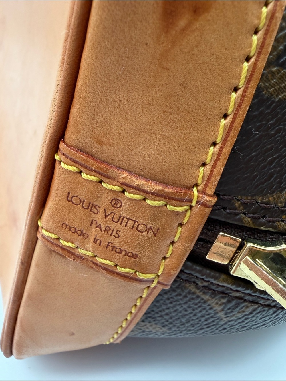 Louis Vuitton Alma PM Monogram Canvas Handbag Brown Leather BA0988 Authentic - Picture 8 of 16